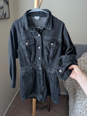 Le Lis Black Washed Denim Romper